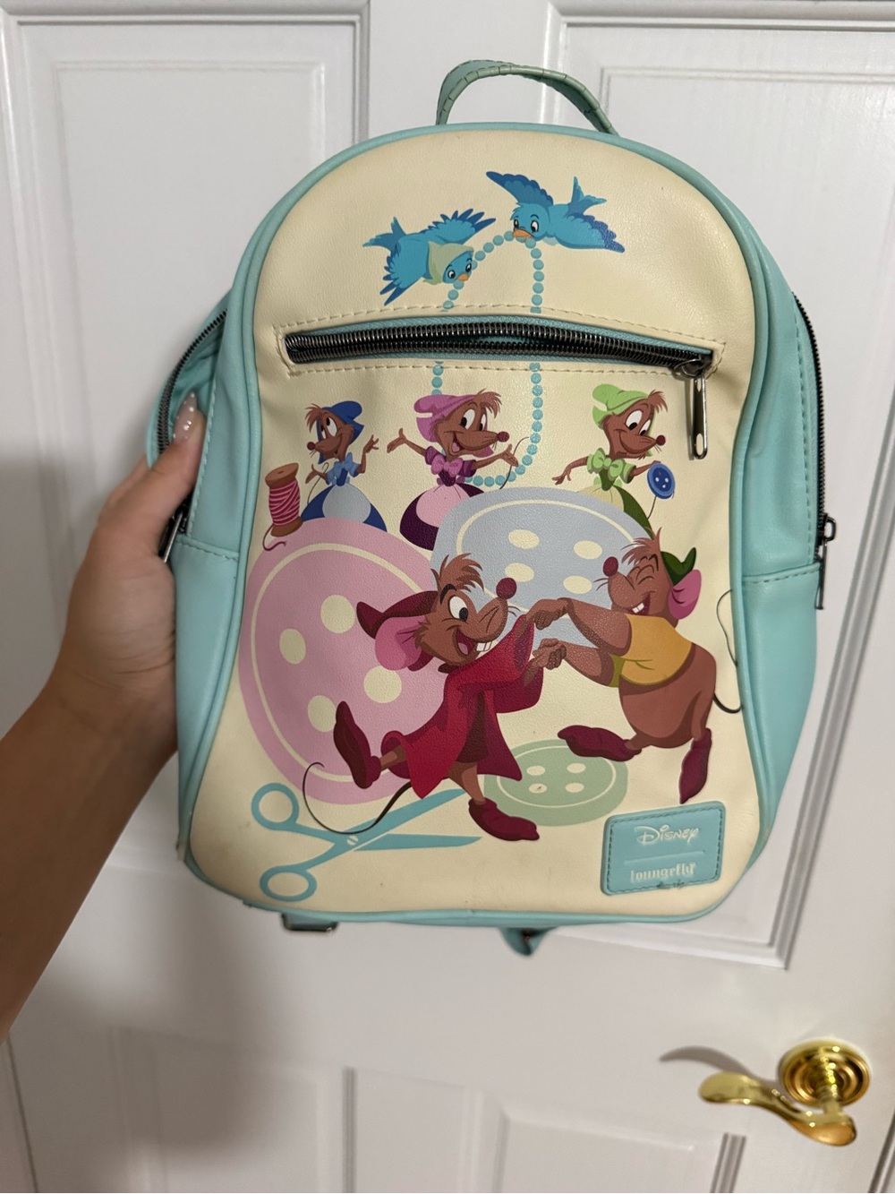 Disney Loungefly Mint & Cream 'Jaq and Gus' Mini Backpack